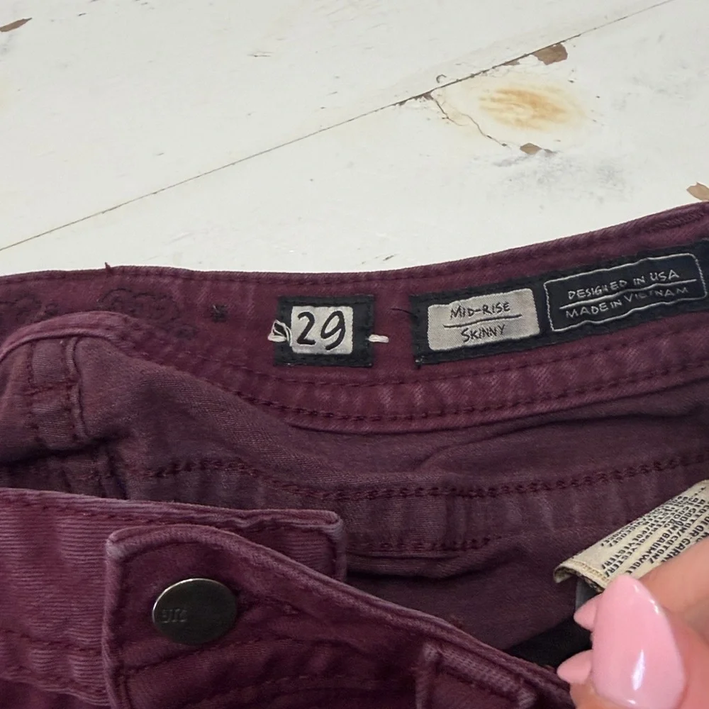 Miss Me Burgundy Mid-Rise Skinny Jeans - Picture 6 of 11